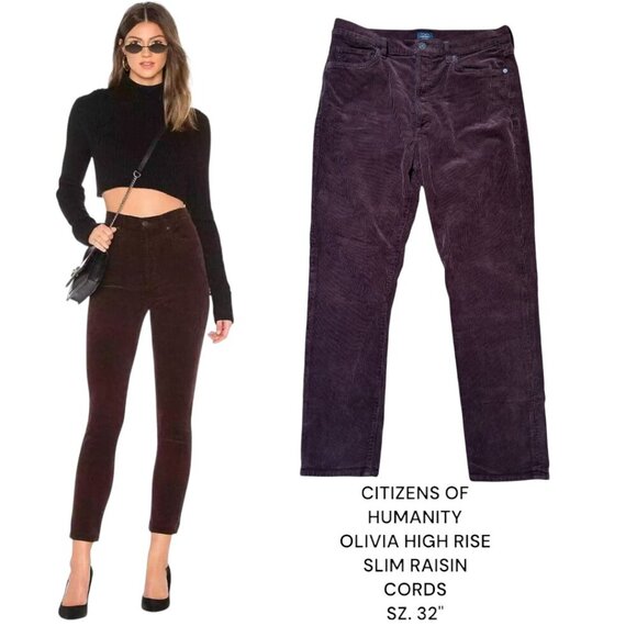 Citizens Of Humanity Denim - Citizens of humanity Olivia high rise Raisin Slim Corduroy Jeans Pants 32" waist